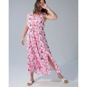 Soma Crinkled Satin Oversize Maxi Bra Dress Tickled Pink XS NWT $110